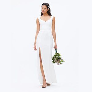NWOT $248 Dress the Population White Monroe Side Slit Gown L